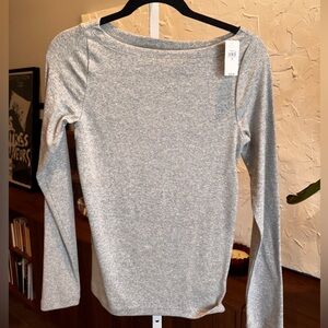 Gap, Modern Tee, Boatneck, Heather Grey